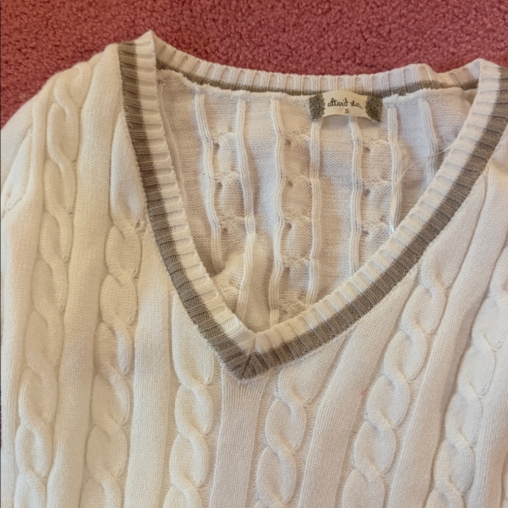 White Cable Knit Cropped Sweater - Picture 2 of 3